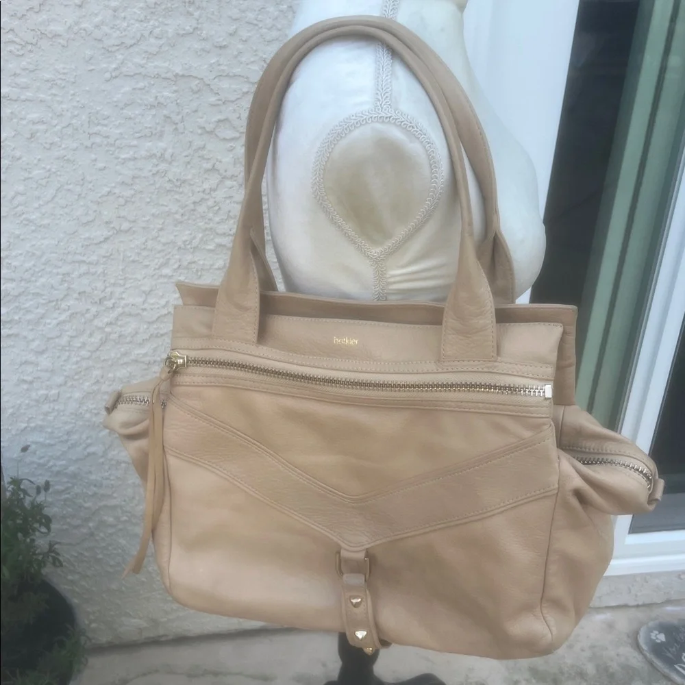 Botkier Trigger Satchel Beige Leather Handbag Purse